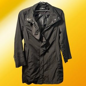 DKNY - Medium Weight Jacket W/ Ruffles - Black - Large